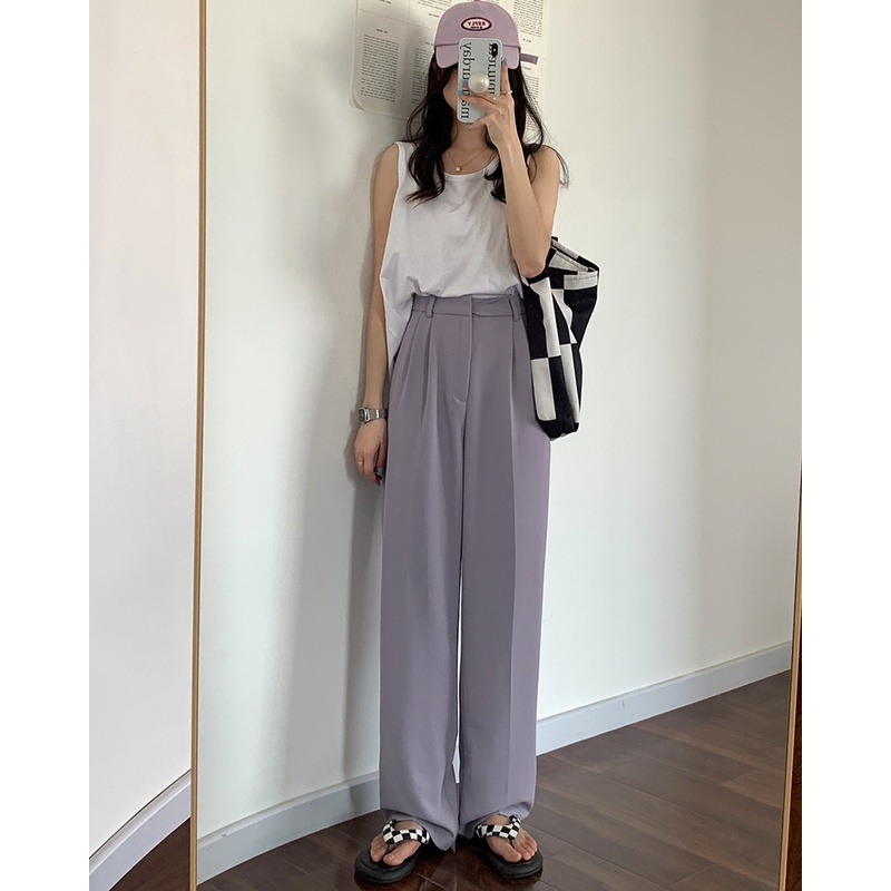 XIAOZHAINV Celana Wanita Korean Style High Waist Loose Pants 6786