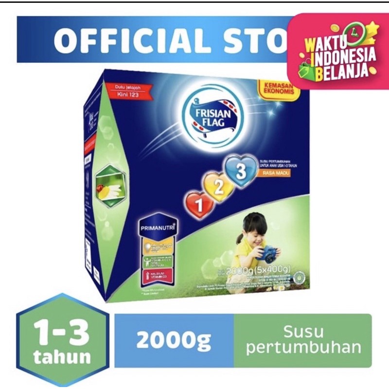 FRISIAN FLAG 123 Susu bubuk pertumbuhan 1 - 3 tahun rasa vanilla 2000 gr / 2kg