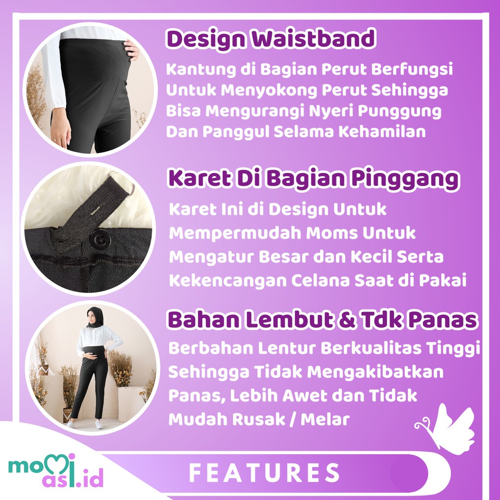 Momiasi - Celana Legging Ibu Hamil Panjang Kekinian Lejing Jumbo Wanita Bumil Maternity Legging Premium