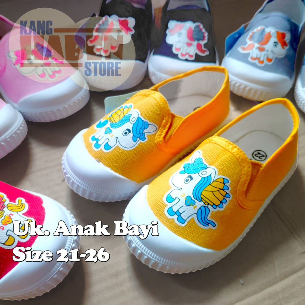 Sepatu Slip On Anak Bayi Cewek Karakter Unicorn Lucu  Warna Cerah BX5006