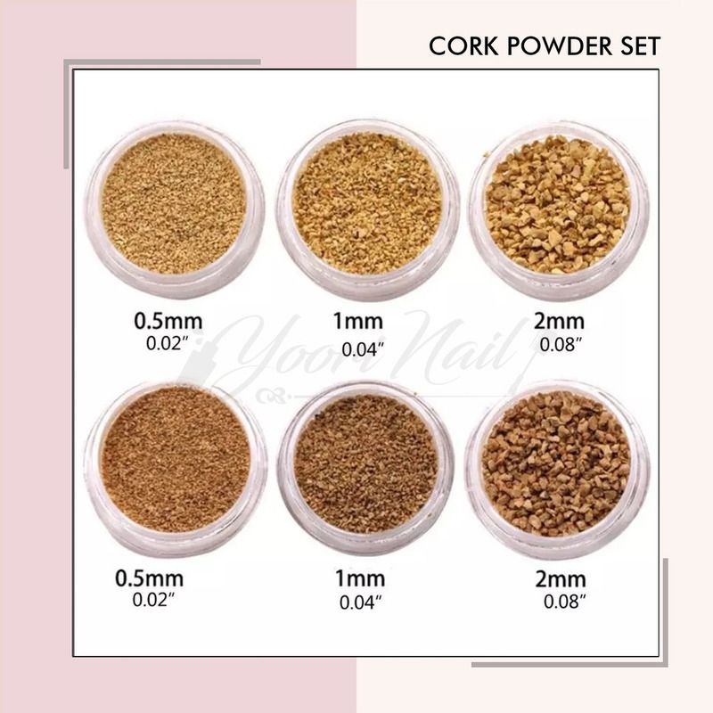 Nail cork powder set serpihan kayu nail art wooden decorative