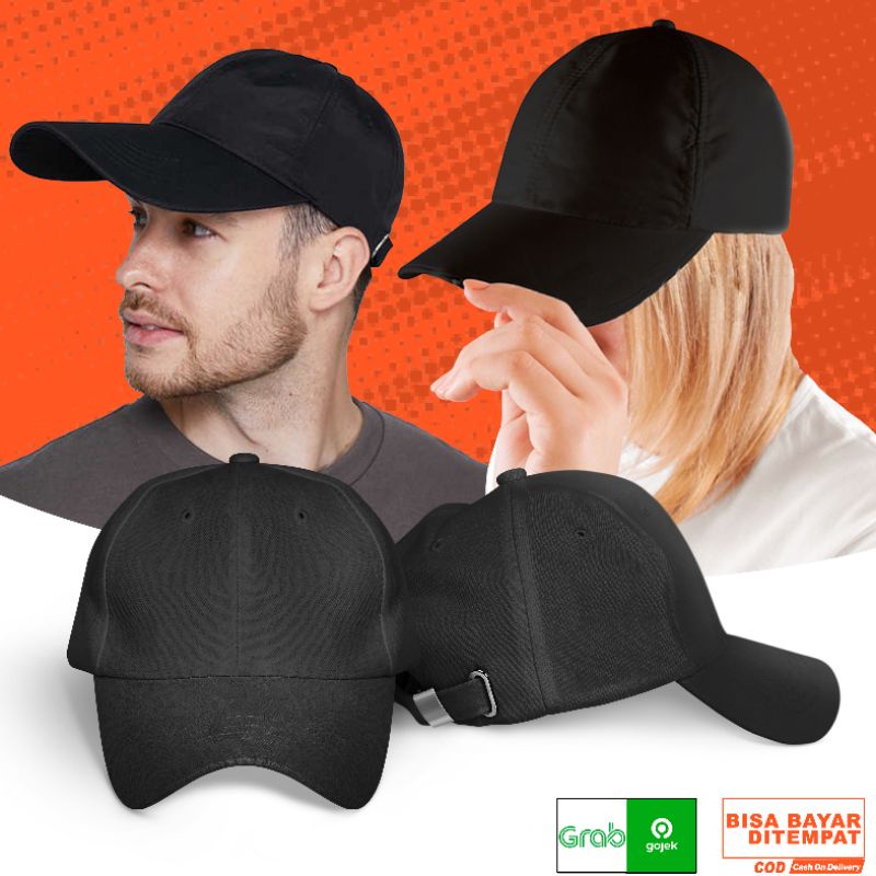 PREMIUM Topi polos hitam baseball distro berkualitas bahan twill pengait belakang cakop besi unisex