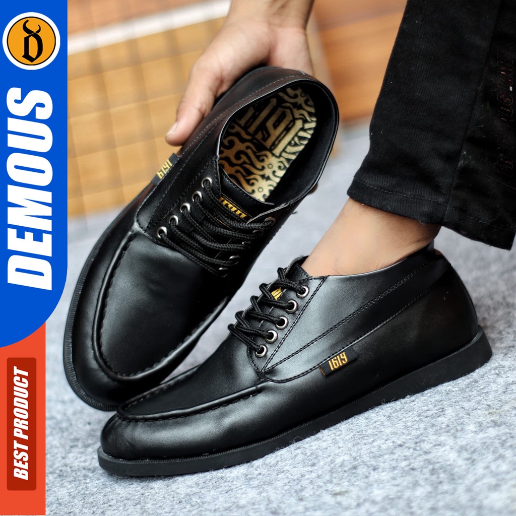 Sepatu Formal Pria Sepatu Casual Pria Kulit Pu Tali Sepatu Pantofel Kerja Kantor Kuliah Kondangan Sepatu Hitam Pria DEMOUS GAROW