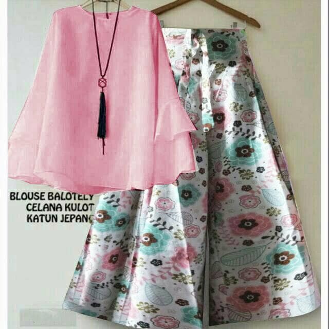 DeltaRA Set Kulot Fathin Pink Busana Muslim Setelan Kulot Muslim