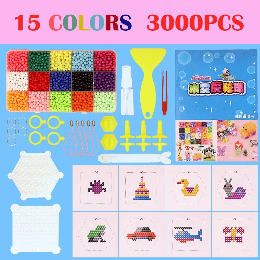 3000pcs / Set Manik-Manik Air Lengket Ajaib Diy Dengan 15 Warna