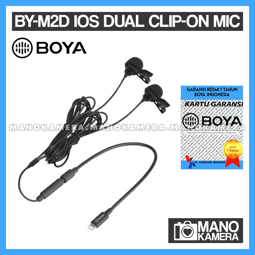 BOYA BY-M2D Dual Clip On Mic Microphone iPhone iOS Lightning Adaptor
