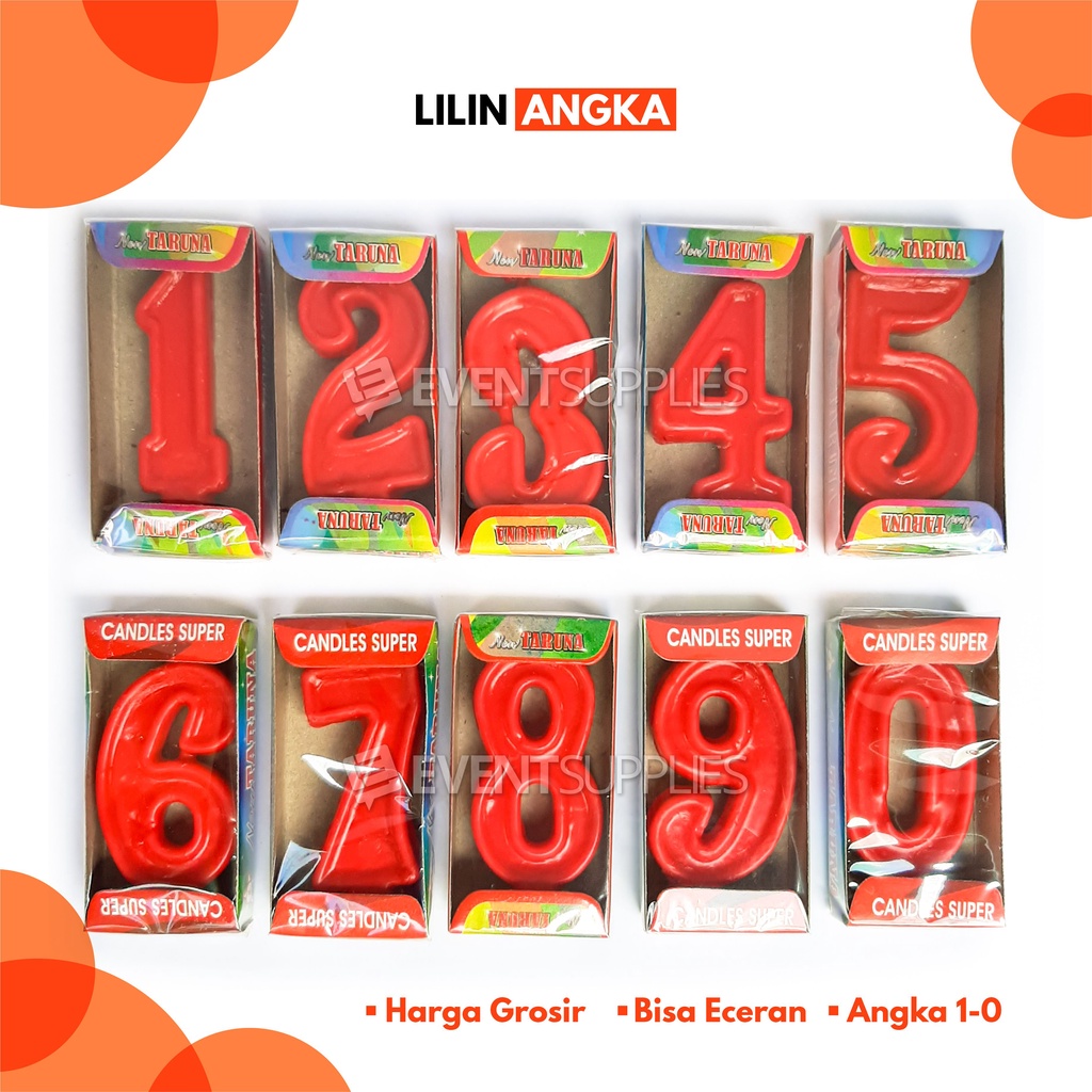 Lilin Angka Ulang Tahun Merah Ecer & Grosir