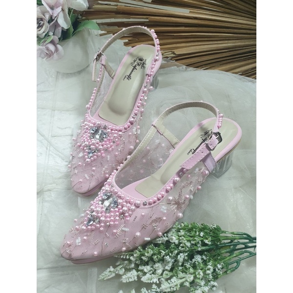 sepatu kiyarisa babypink 5cm kaca