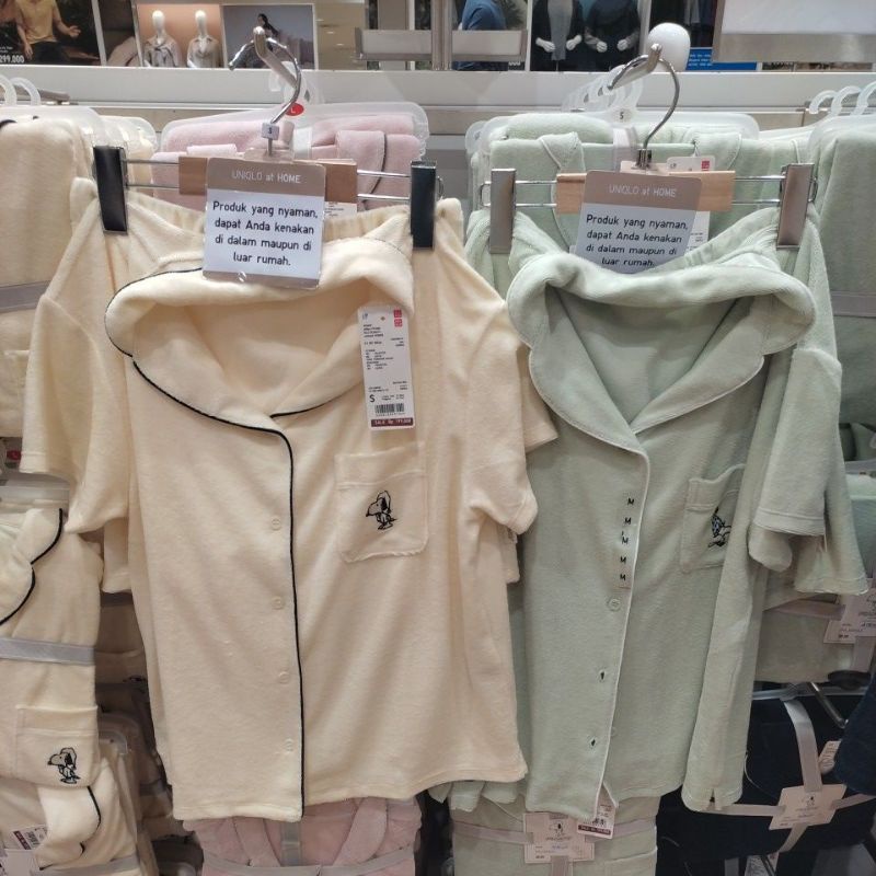 Piyama pile peanuts lengan pendek Airism uniqlo sale