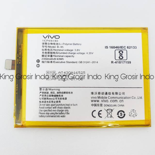 Baterai VIVO B-95 B95 Y51 Original 100% Battery Vivo B95 Y 51 batere Batre Batt