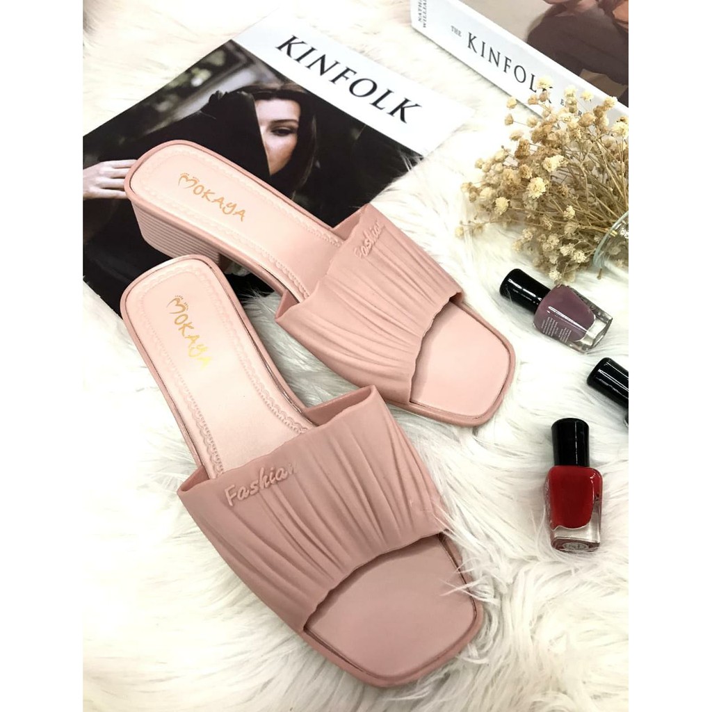 Sandal Slop Kerut Import Mokaya 2039-49 Atau Porto Lady ZEN-Peach 2039-49