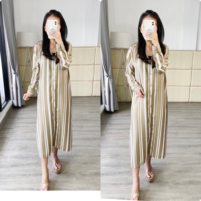 longtunik salur / stripe tunik panjang / tunik stripe / casual tunik