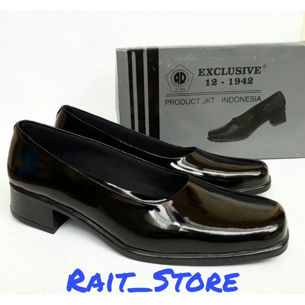 Sepatu Pantopel Polwan/ Secwan 3 cm kulit gloss Exclusive Original