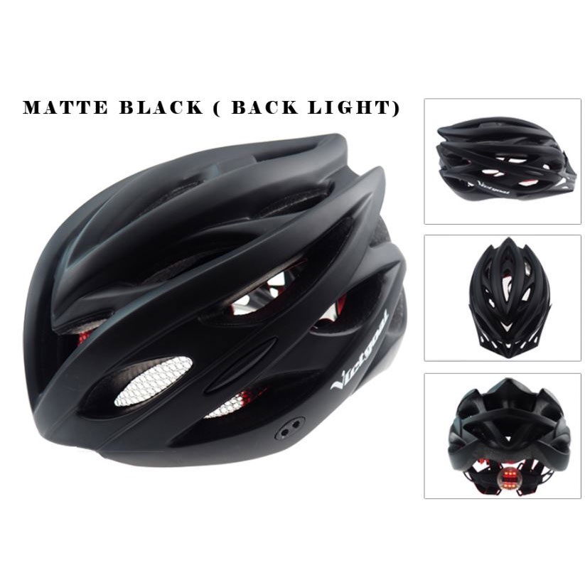 TaffSPORT Helm Sepeda EPS PVC Shell dengan Lampu Backlight - 1105 - Black