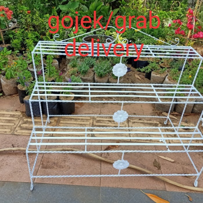 Rak Tanaman - Rak Besi Tanaman Hias Susun 3 Panjang 1Meter
