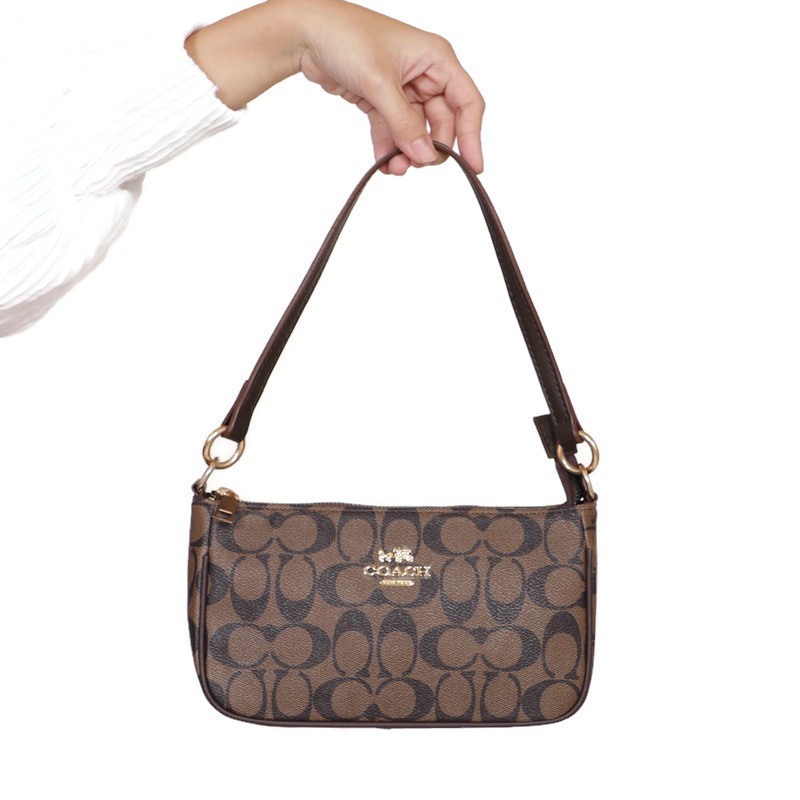 DLX#COACH Top Handle Pouch Signature SLEMPANG MINI