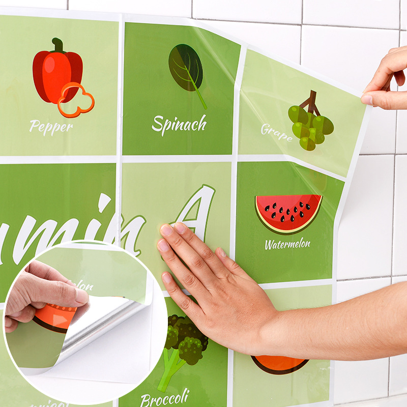 Tahan Air Self-Adhesive Suhu Tinggi Tahan Lemak Stiker Ubin Anti Minyak Dapur Pelindung Dinding