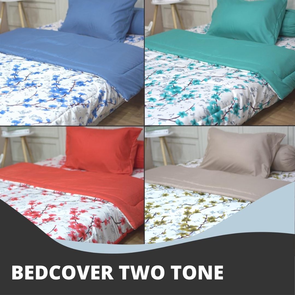 Two Tone Bedcover Only / Bedcover Saja Sandy Collection Ukuran Double 210x230cm - Bloom Series