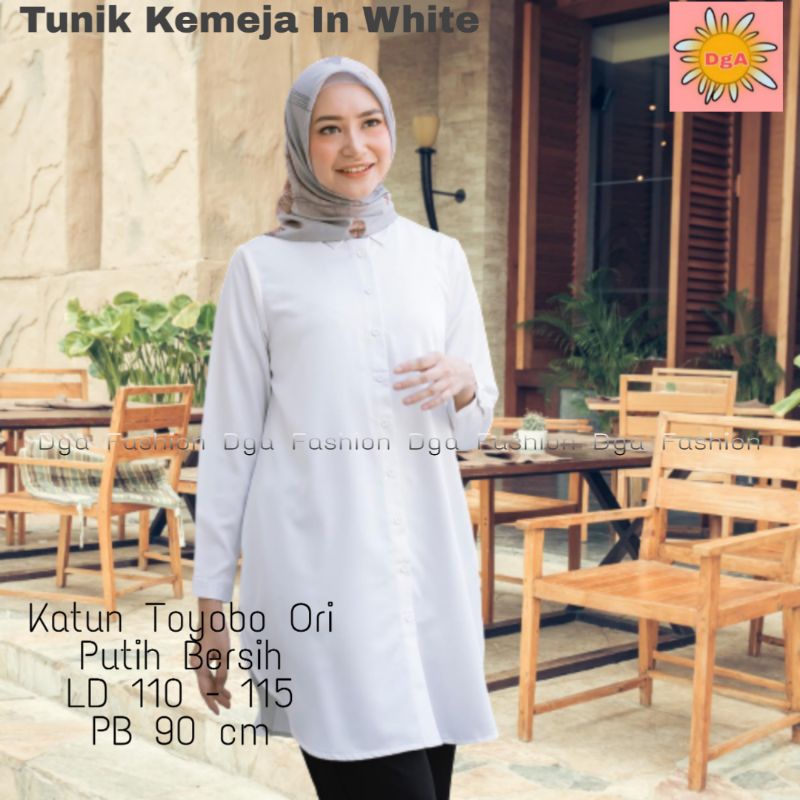 TUNIK KATUN TOYOBO || TUNIK POLOS PUTIH || TUNIK KEMEJA
