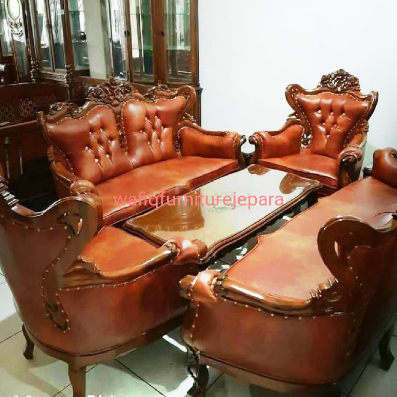 kursi tamu Ganesa Romawi jati ukir Jepara