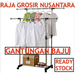 Gantungan baju  DOUBLE POLE rak baju  gantung stand hanger  