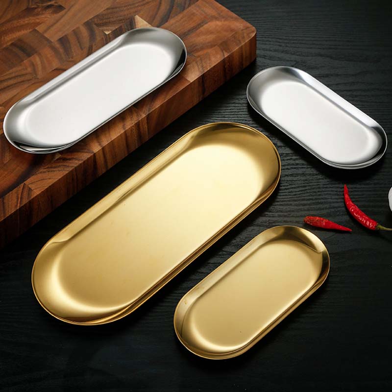 Stainless Steel Towel Tray Decorative Serving Trays for Bathroom Vanity Countertops Closets Dressers