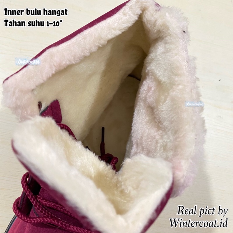 Boots winter wanita sepatu hangat musim dingin import ankle murah inner bulu fur Ciri