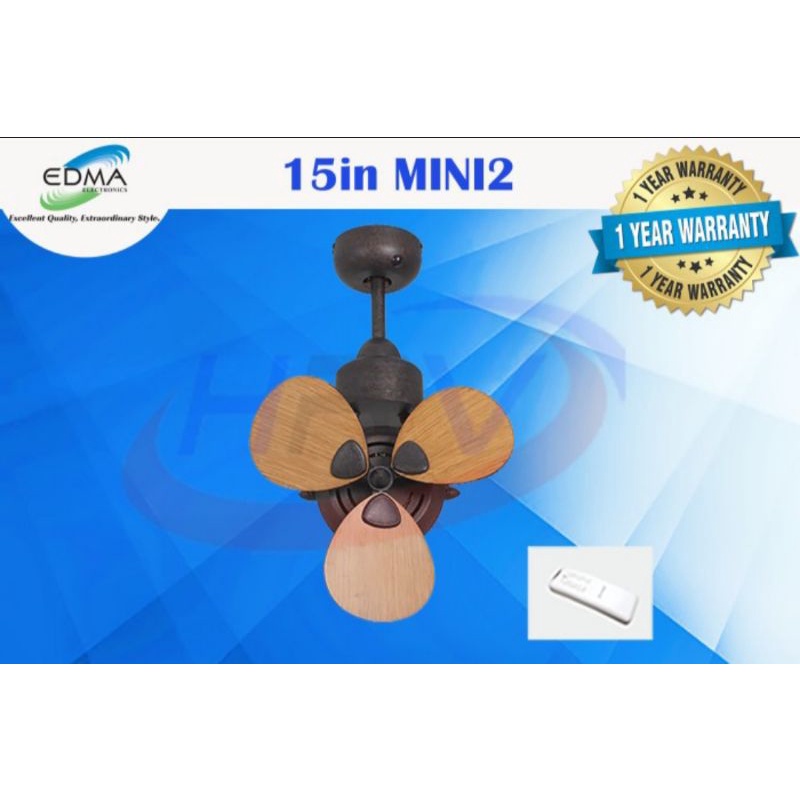 MT.EDMA 15INC MINI2 Kipas Angin Gantung Plafon - Teak/Walnut