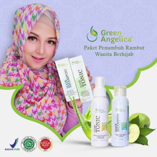 Green Angelica Combo 2 paket perawatan rambut berhijab anti rontok dan lepek teruji cepat & halal