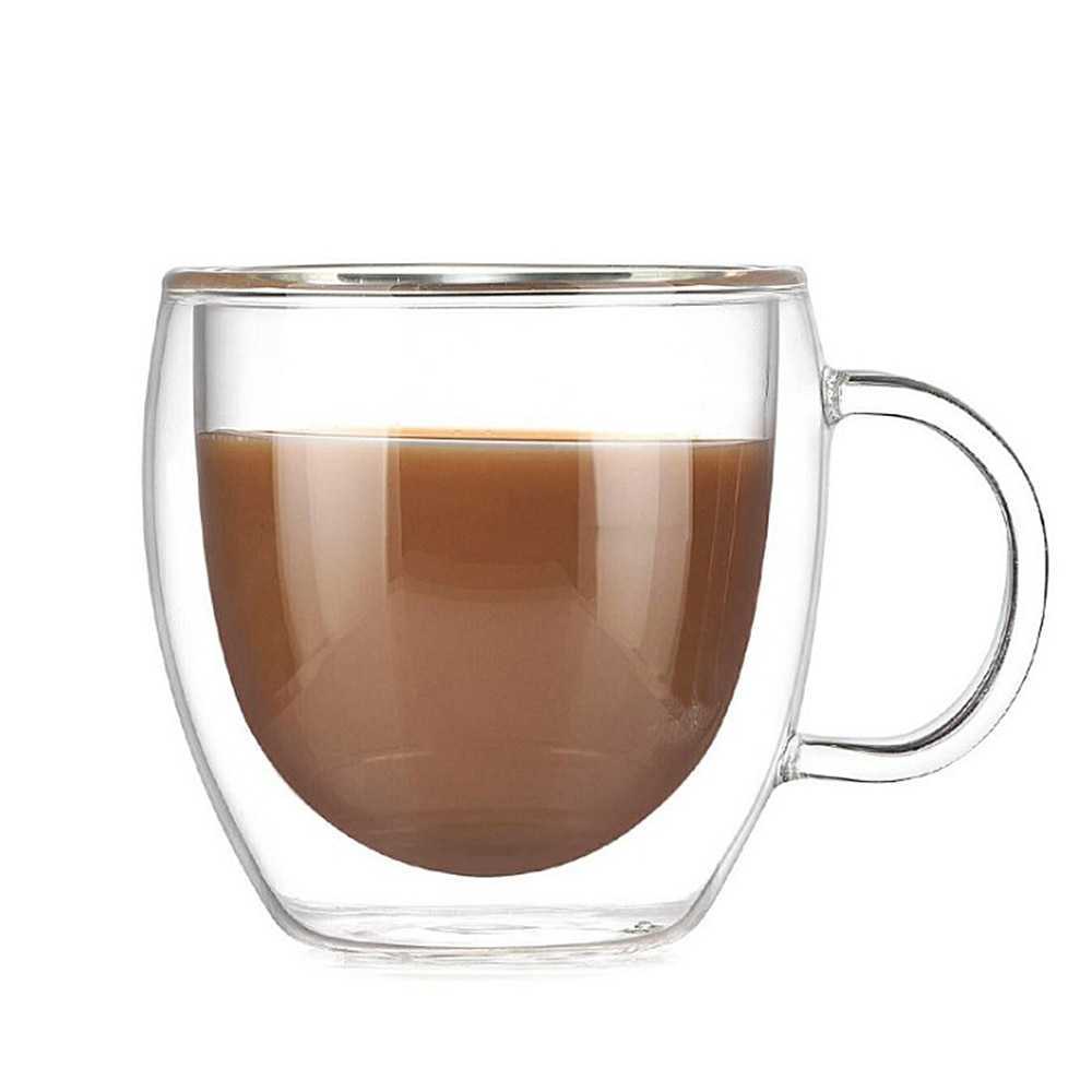 (100% BARANG ORI) One Two Cups Cangkir Kopi Anti Panas Double-Wall Glass Round 160ml