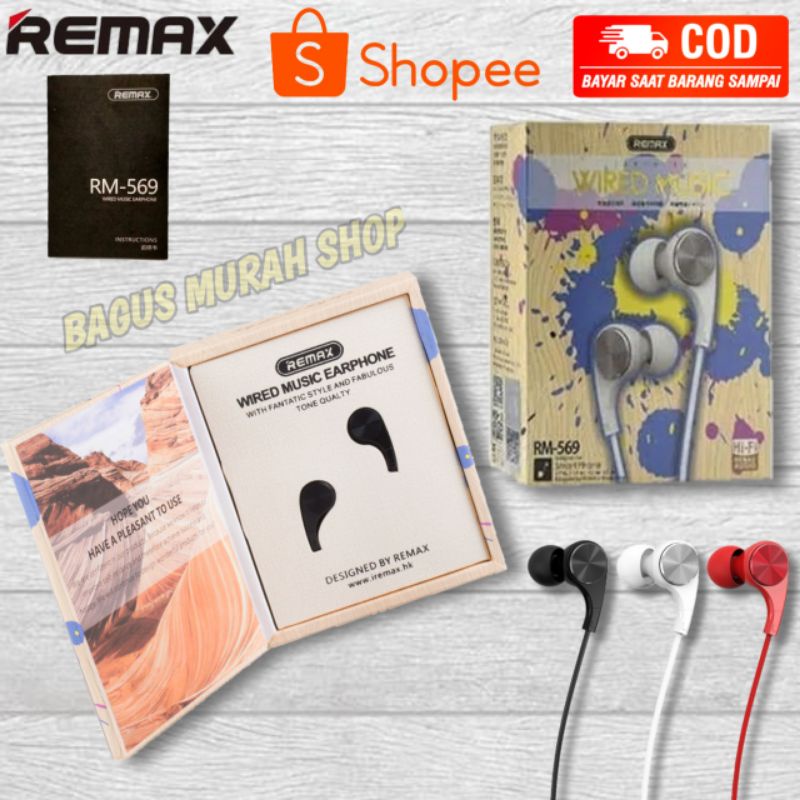 Remax Original Handsfree Headset Earphone RM-569 Wired music Murah