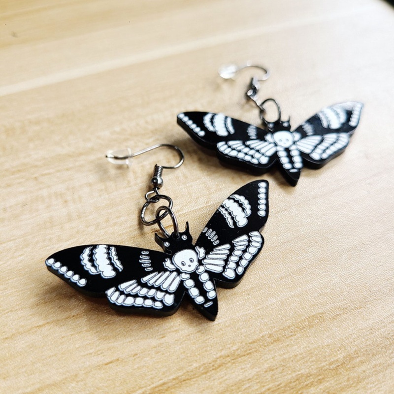 SIY  1Pair Punk Butterfly Moth Skull Dangle Earrings Jewelry for Women Girls