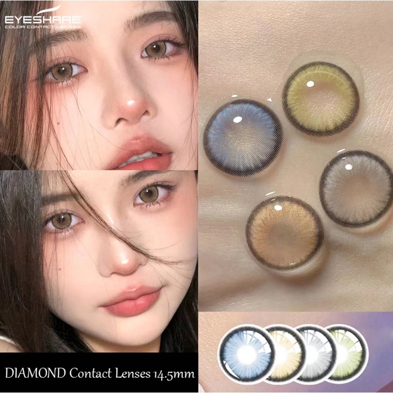 SRS (COD YES) lensa mata softlens dan alat 14.5mm softlens natural korea NORMAL GRATIS TEMPAT SOFLEN softlens minus jarak jauh (0.00) FREE LENSCASE JEWEL BROWN BLUE