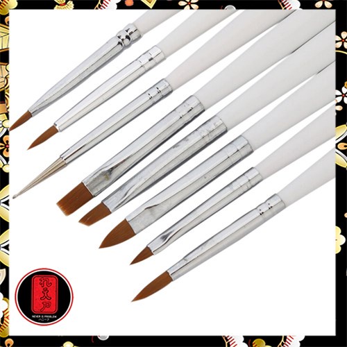 Brush Kutek Kuku Zebra Nail Art 8 PCS - White