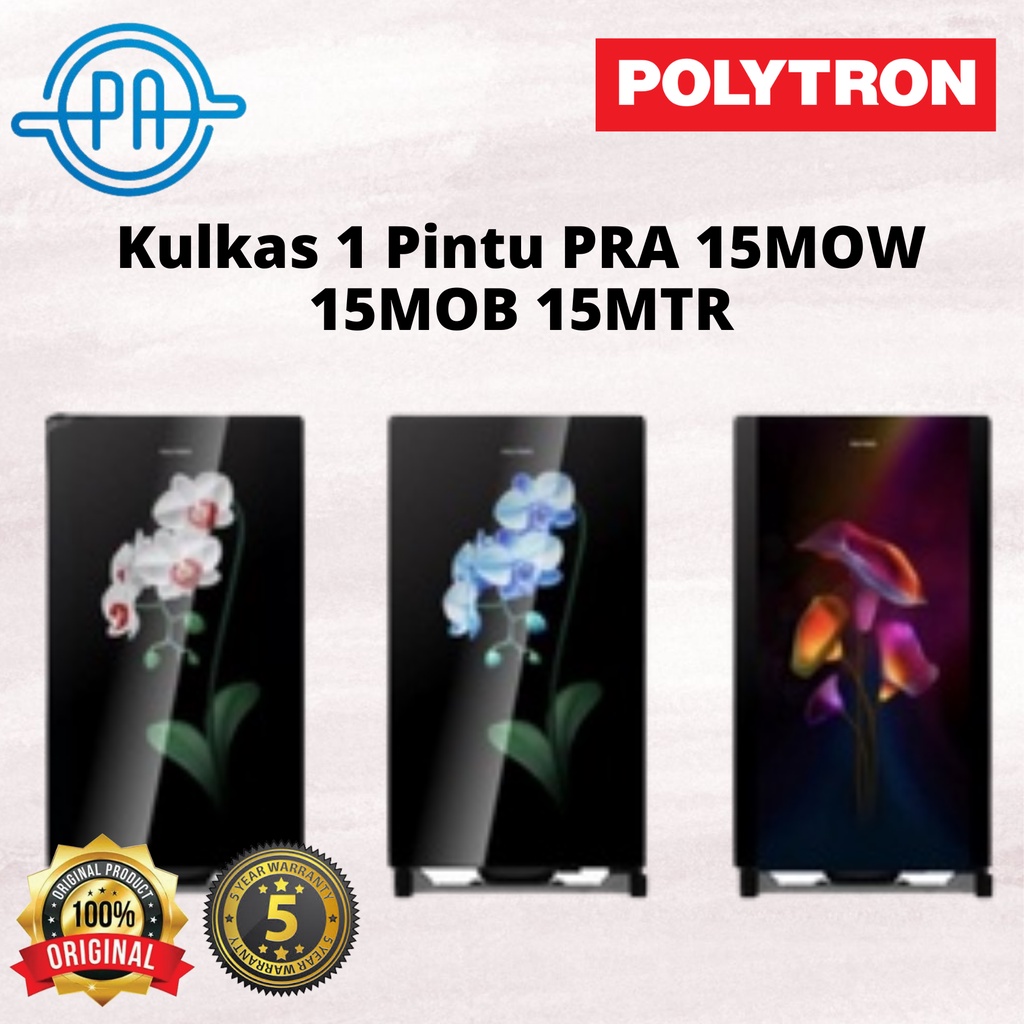 KULKAS POLYTRON 1 PINTU LEMARI ES 15MOW / 15MOB / 15MTR GLASS DOOR GARANSI RESMI