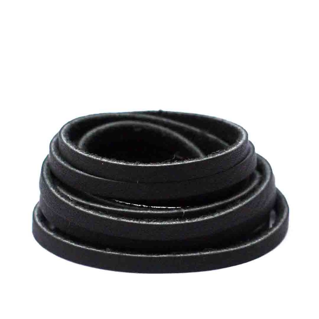 MR Shoelaces LR01 Black (Hitam) - Tali Sepatu Kulit 60cm 80cm 100cm 120cm 150cm 200cm - Premium Shoelace Leather