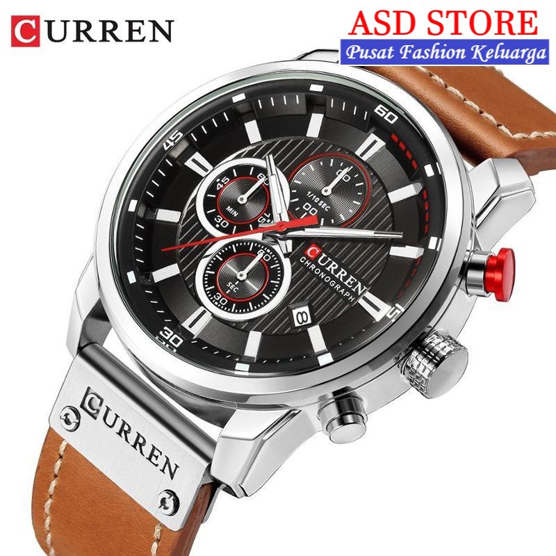 • ASD STORE ™ • CURREN 8291 Jam Tangan Pria Tali Kulit Chrono Aktif
