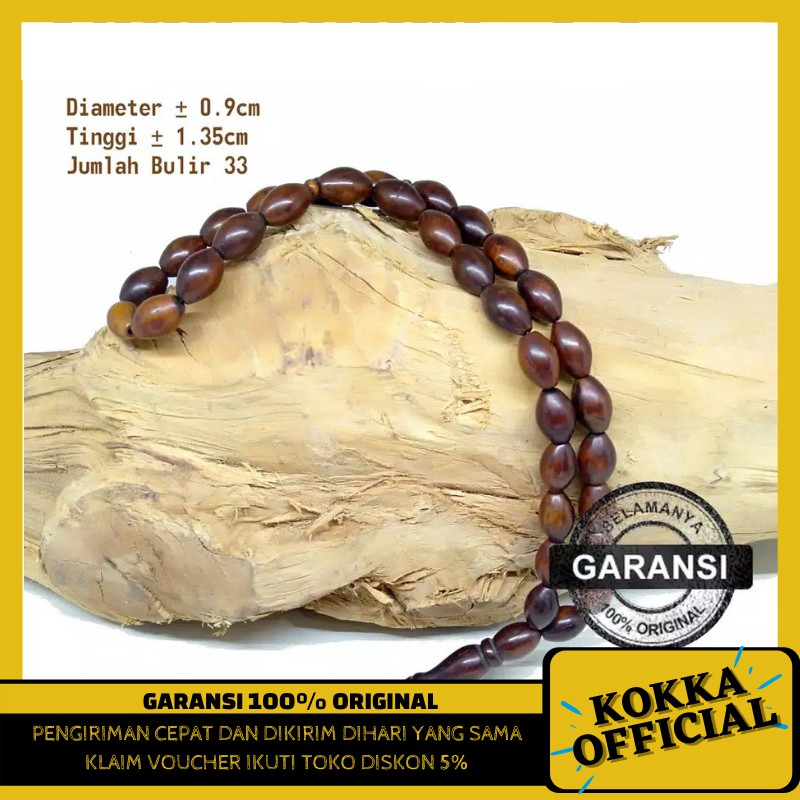 (COD) Tasbih Kayu Kaukah Oval 33 Butir Asli Tasbeh Kaokah Kokkah Koka Kauka Kaoka By Kokka Official