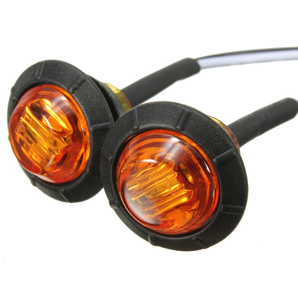 1pc Lampu Sein 3-led 12v / 24v Bentuk Bulat Warna Kuning / Putih / Merah Untuk Truk