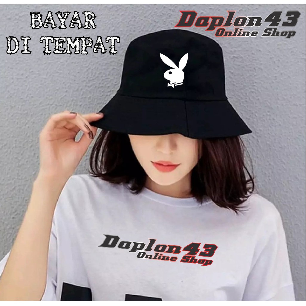 Topi Bucket Hat Polos PLAYBOY LOGO SIMPEL Topi Fashion Distro Premium Quality Syahdan Bucket27