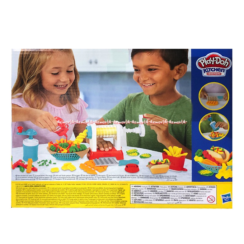 Play-doh Kitchen Creation Spiral Fries Playset Mainan Lilin Playdoh Membuat Berbagai Bentuk Kentang Dengan Saos Krim Mainan dengan Cetakan Play doh