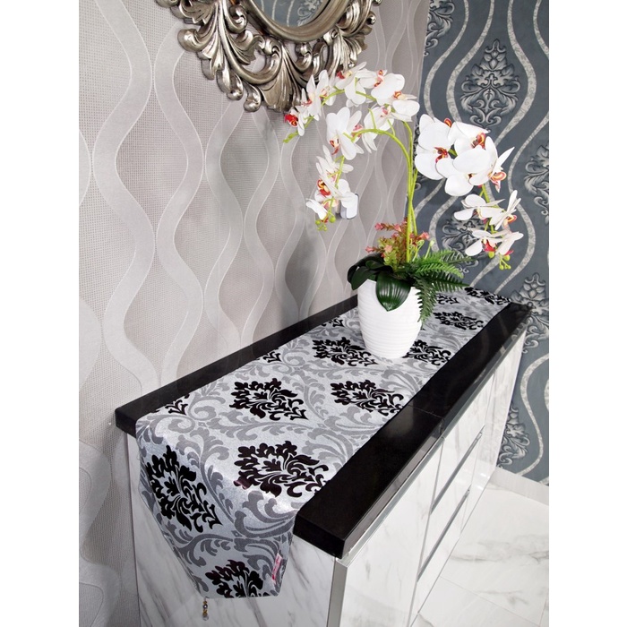 Taplak Meja Makan Minimalis Modern / Taplak Meja Panjang Klasik Silver Barang Bagus