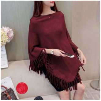 Blouse Wanita Rajut Casual Poncho Knit