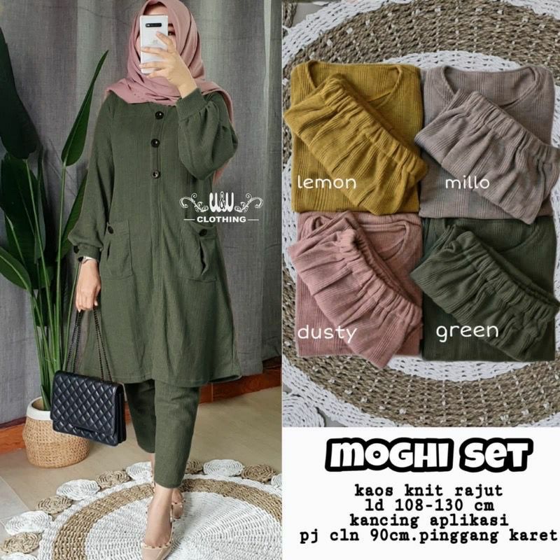 Baju Setelan Wanita Kekinian Oneset Moghi Set Murah Jumbo Set Wanita Cewek Setcel Polos Fashion Musl