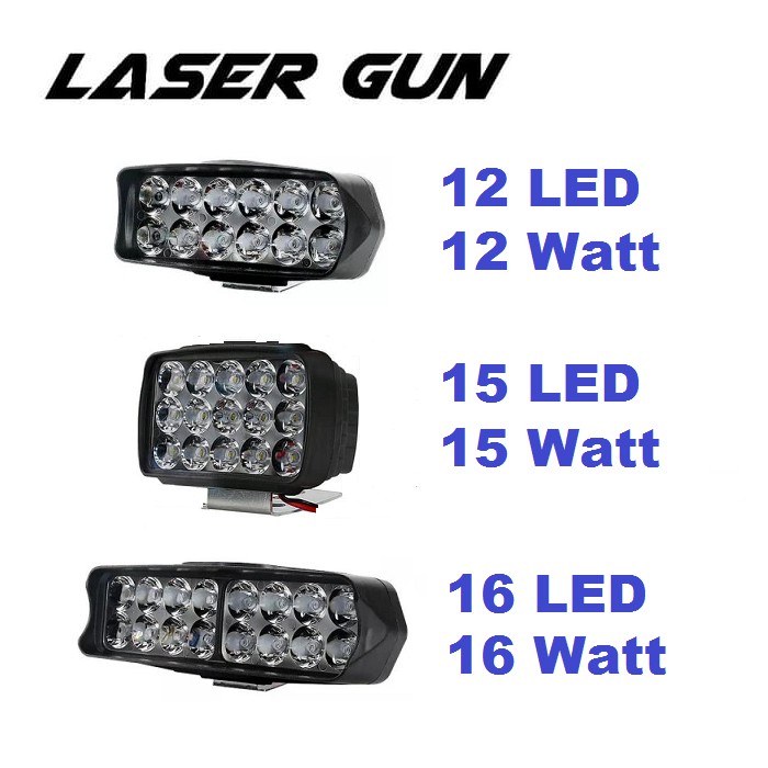 lampu led laser gun bar tembak sorot cree motor 12 15 16 titik mata 12w 15w 16watt 16w watt mobil su