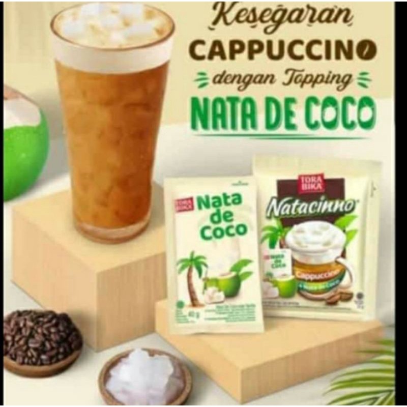 

Nattachino dengan toping Nata De Coco