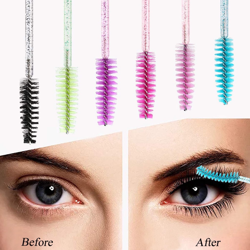 50 PCS Disposable Mascara Brushes Of Good Quality / Suitable For Eyelash Grafting, Eyebrows And Makeup / Crystal Rod Mascara Brush 7 Colors (Colorful)