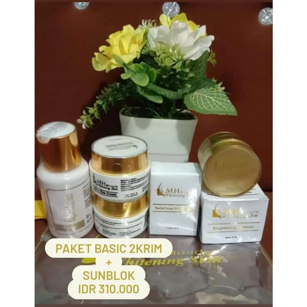 MH Miracle Whitening Skin Paket Basic 2 Cream 1 Sunblock BPOM Ori