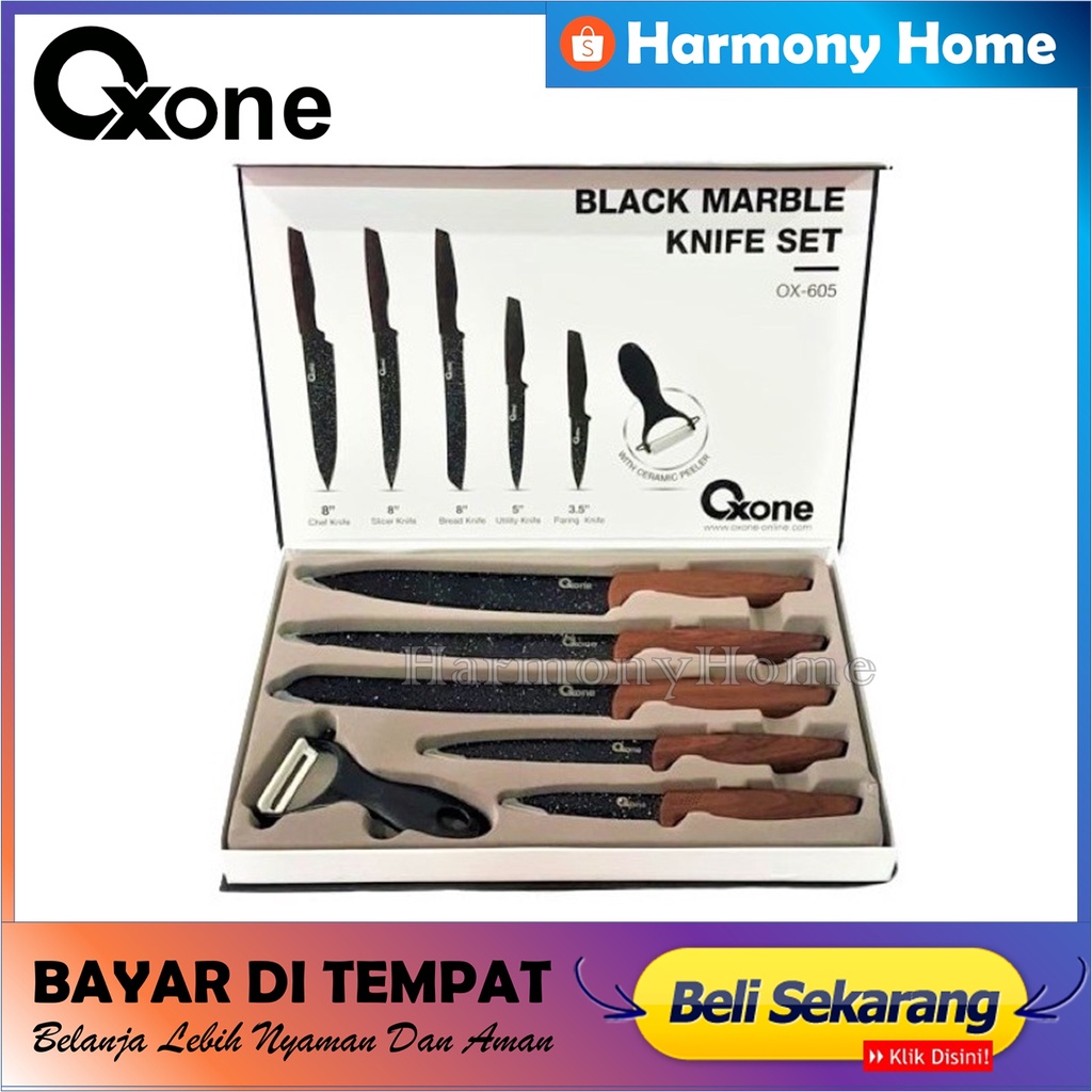 Paket Pisau Set Oxone 605 Black Marble Knife Set OX-605 - Pisau Set Oxone ( 100% ORIGINAL ) Berkualitas