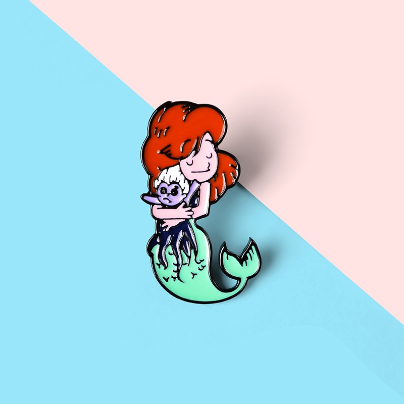 Bros Pin Enamel Desain Kartun Mermaid Marine Life Untuk Anak